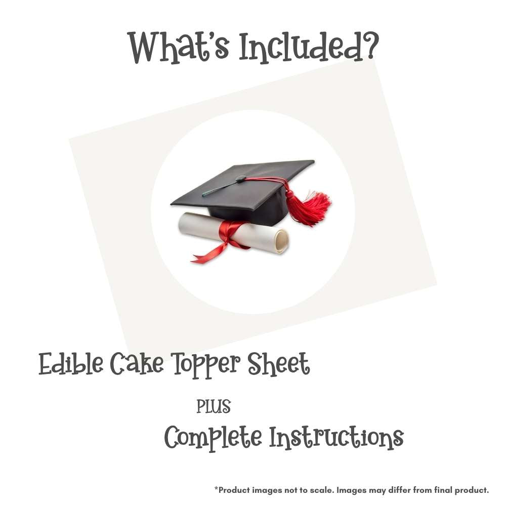 Graduation Cap and Scroll Edible Cake Topper