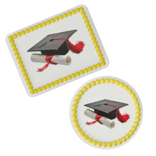 Graduation Cap and Scroll Edible Cake Topper