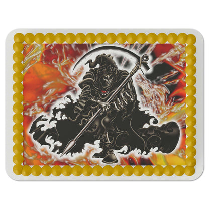 Grim Reaper with Molten Background Edible Cake Topper