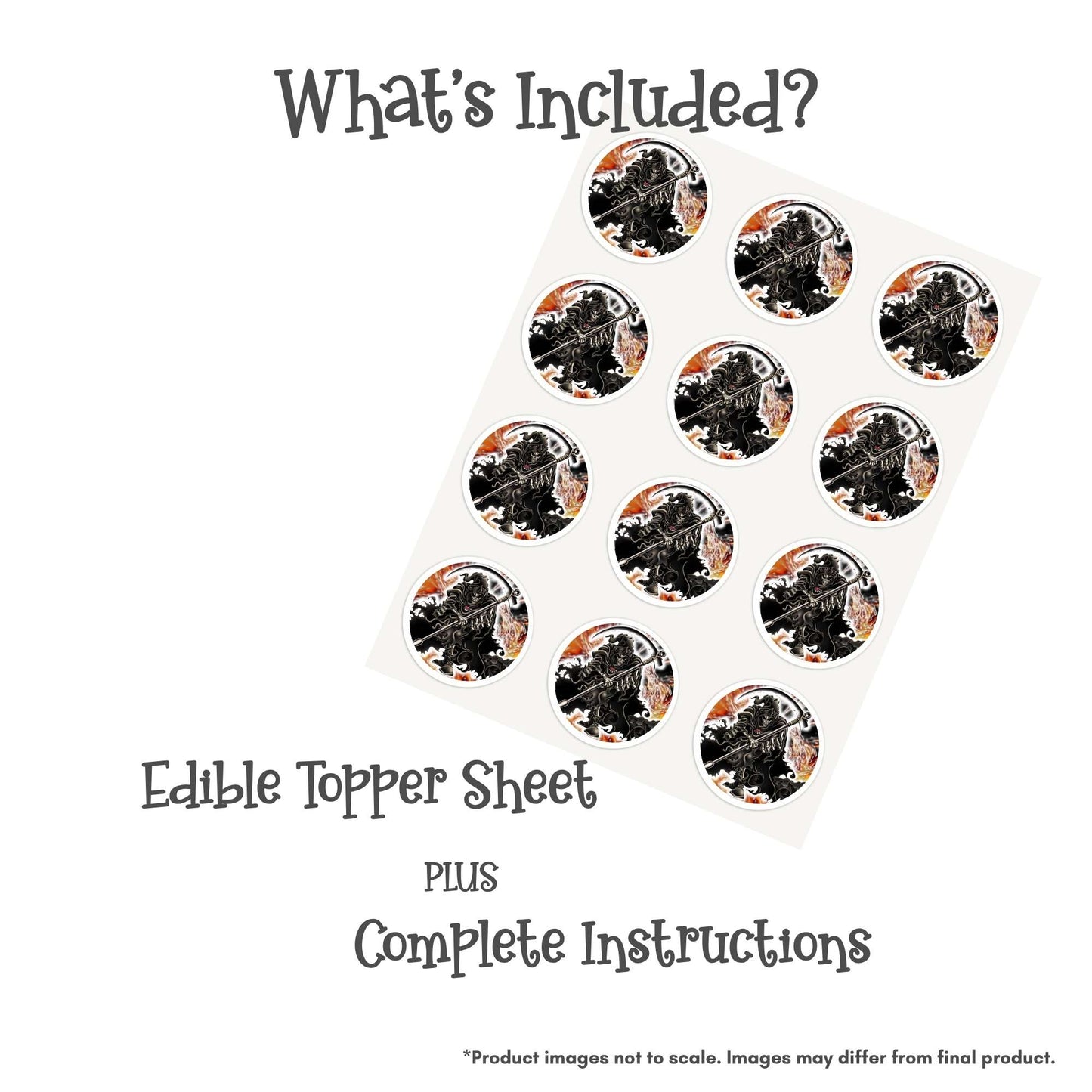 Grim Reaper with Molten Background Edible Cake Topper