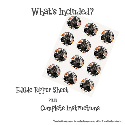 Grim Reaper with Molten Background Edible Cake Topper