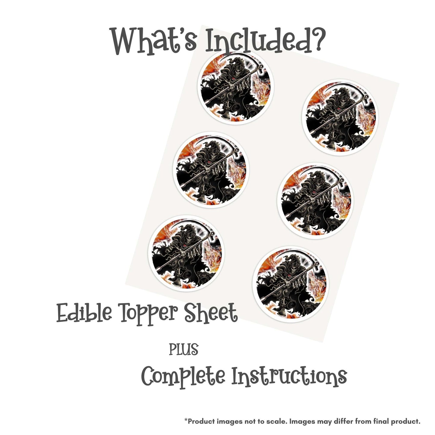 Grim Reaper with Molten Background Edible Cake Topper