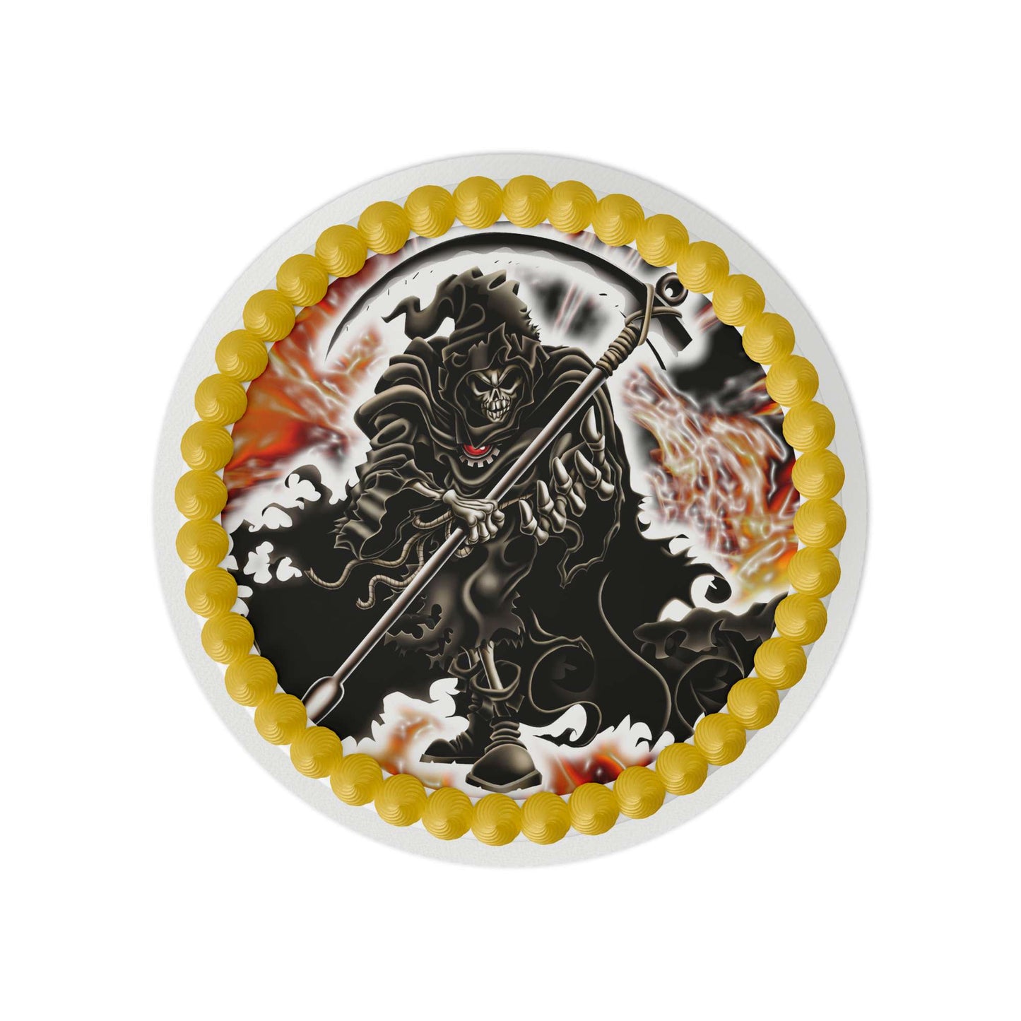 Grim Reaper with Molten Background Edible Cake Topper