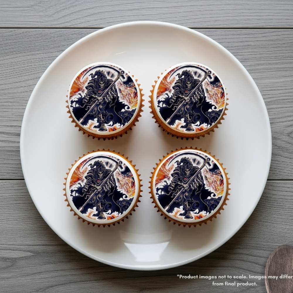 Grim Reaper with Molten Background Edible Cake Topper
