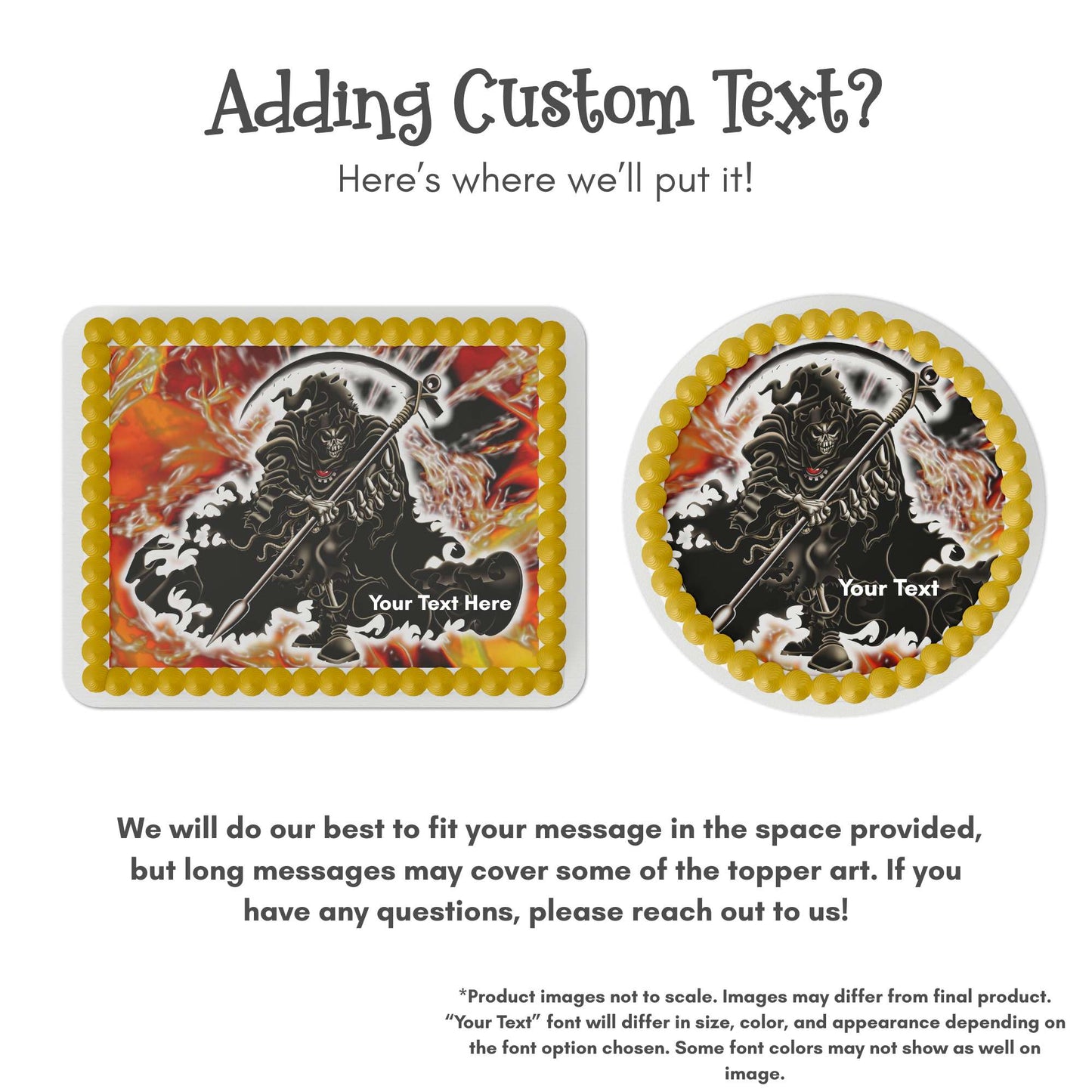 Grim Reaper with Molten Background Edible Cake Topper