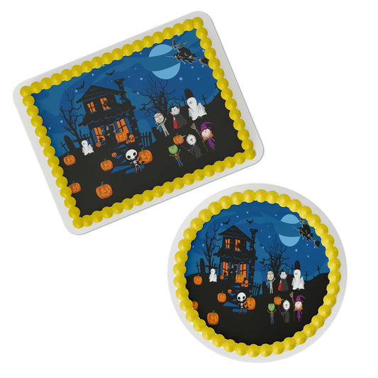 Halloween Haunted Monsters Edible Cake Topper