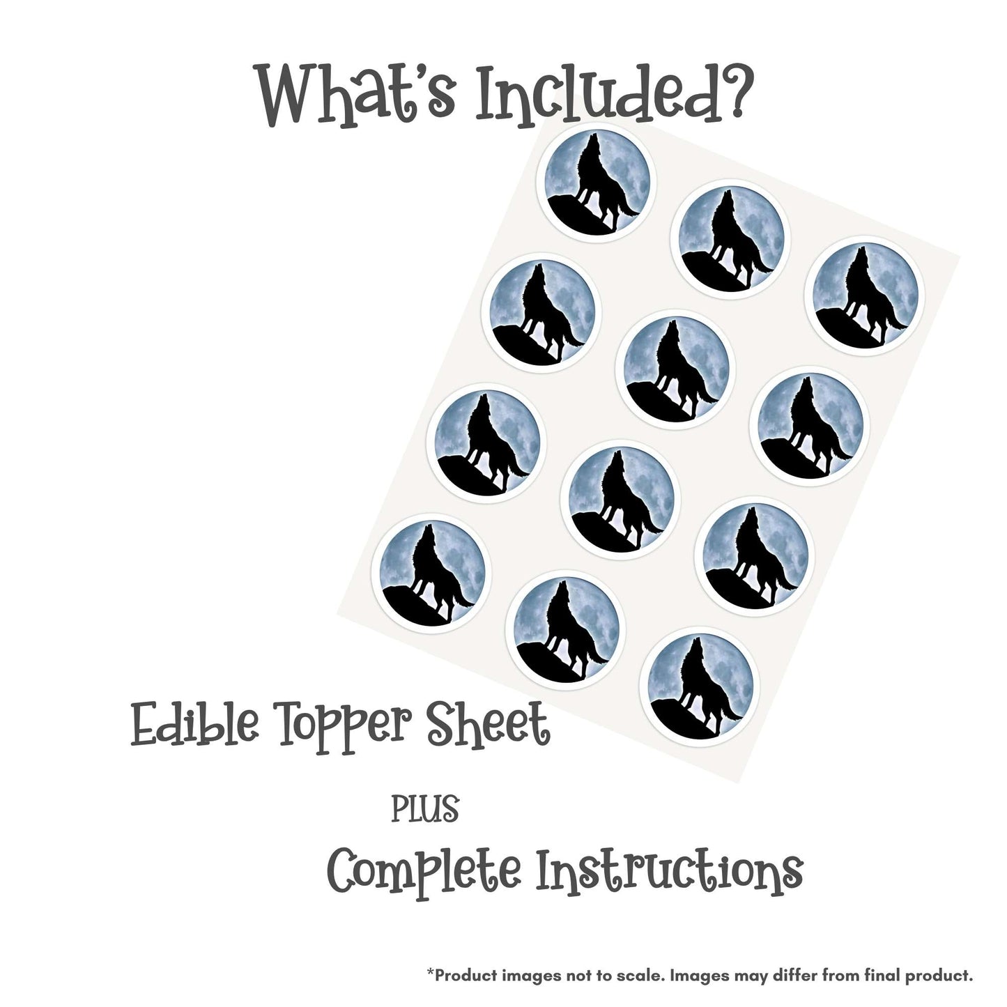 Howling Wolf Silhouette Edible Cake Topper