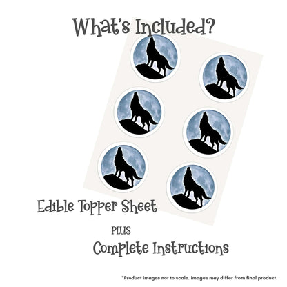 Howling Wolf Silhouette Edible Cake Topper