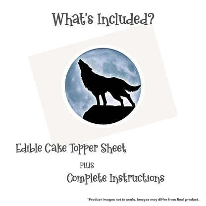 Howling Wolf Silhouette Edible Cake Topper