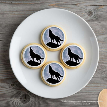 Howling Wolf Silhouette Edible Cake Topper