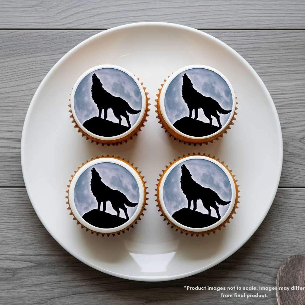 Howling Wolf Silhouette Edible Cake Topper