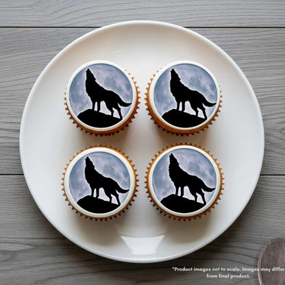 Howling Wolf Silhouette Edible Cake Topper