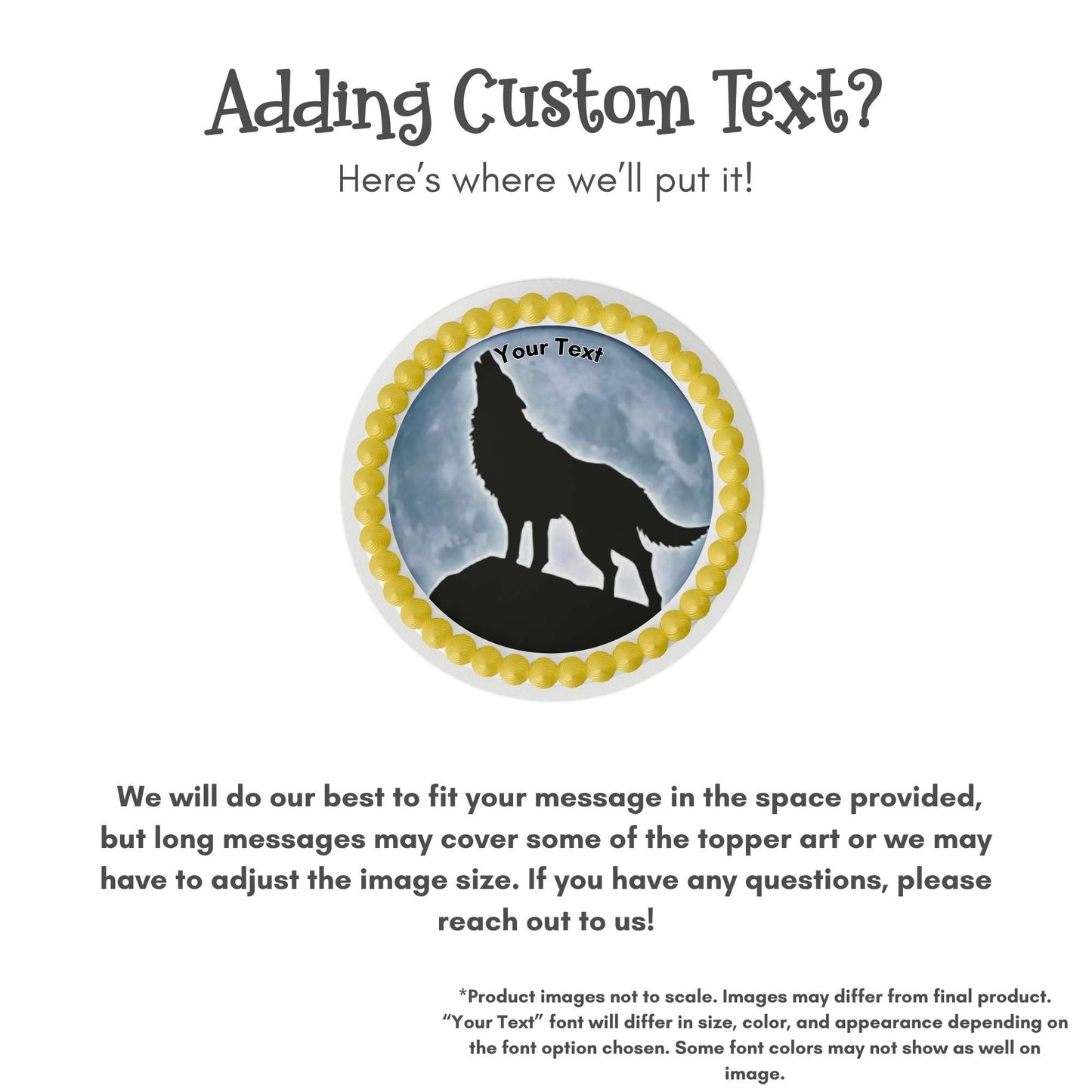 Howling Wolf Silhouette Edible Cake Topper