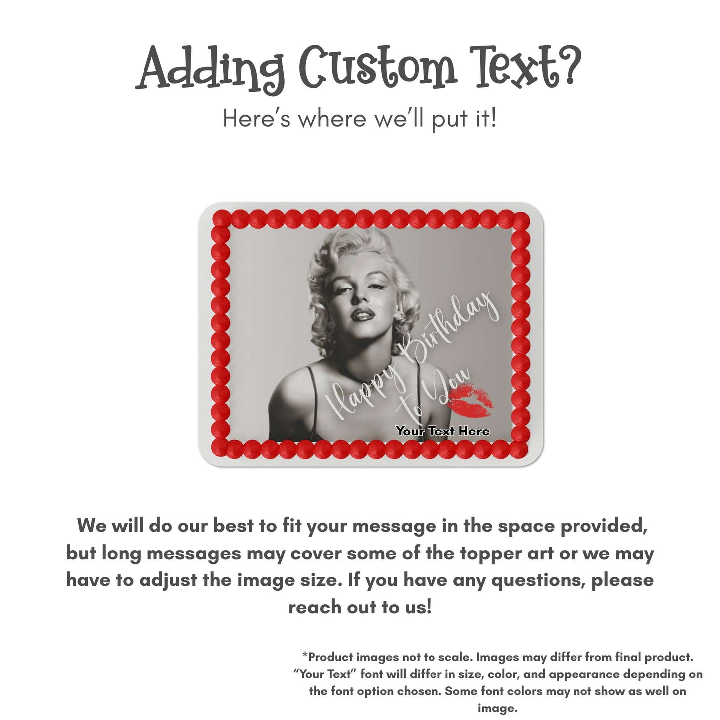 Happy Birthday To You from Marilyn with Kiss Edible Cake Topper