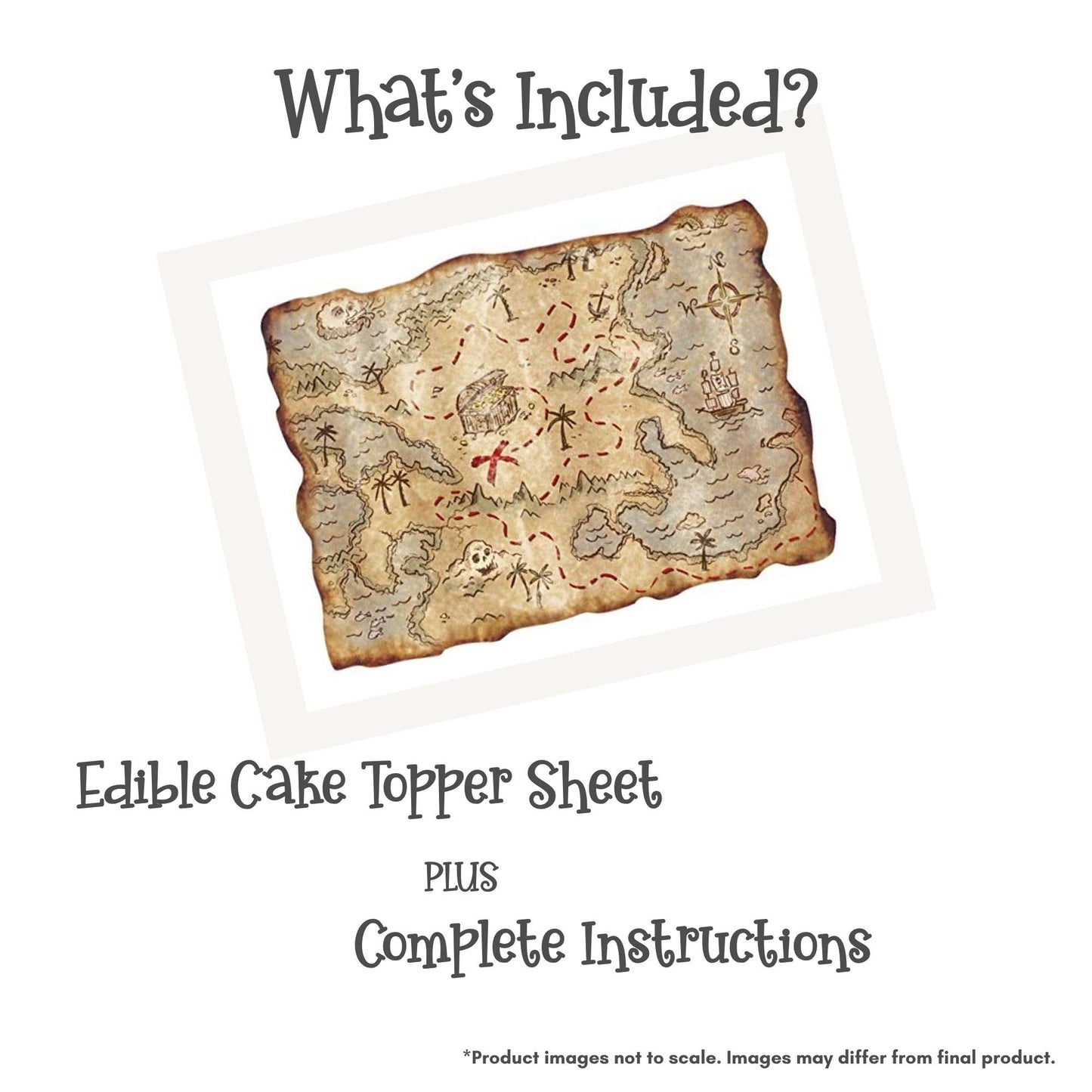 Pirate Map Quarter Sheet Edible Cake Topper