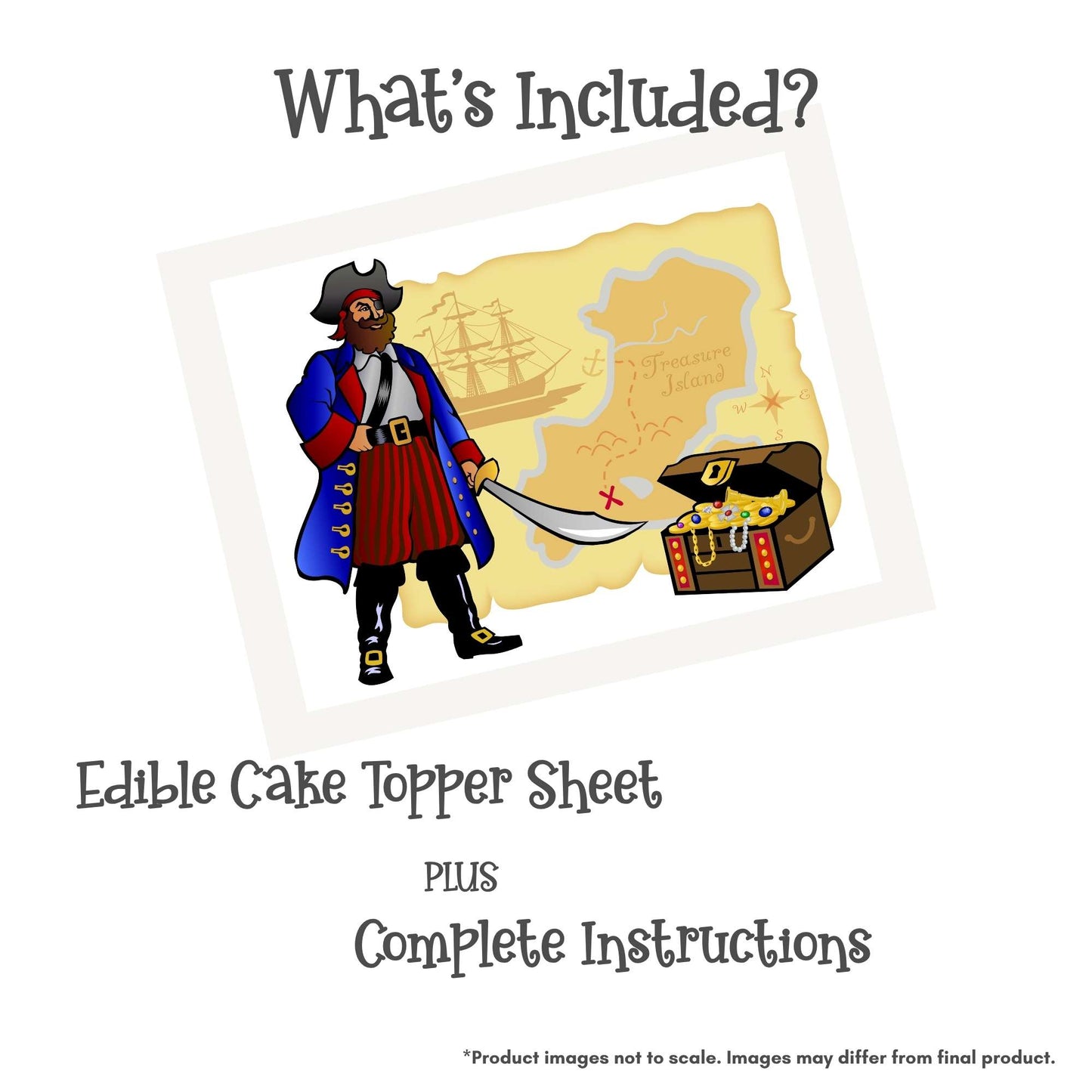 Pirate and Treasure Map Quarter Sheet Edible Cake Topper