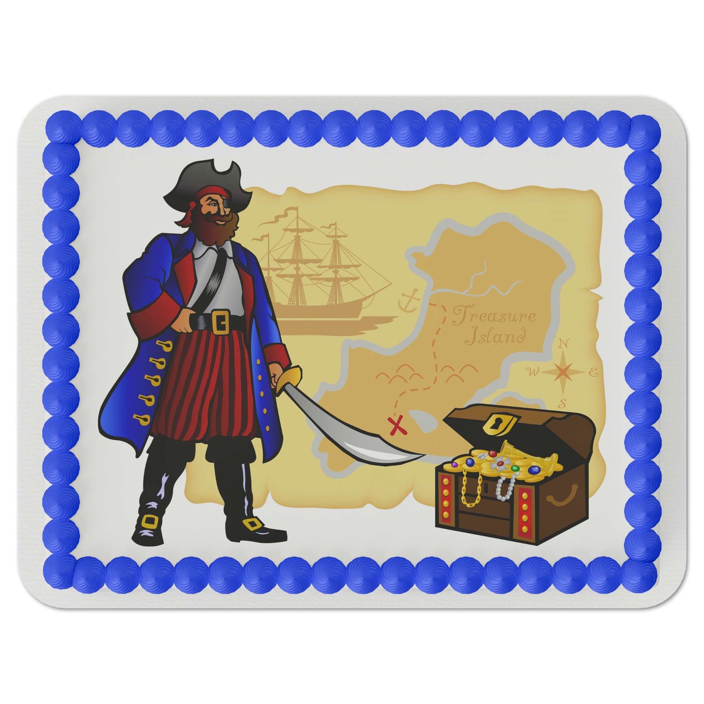 Pirate and Treasure Map Quarter Sheet Edible Cake Topper