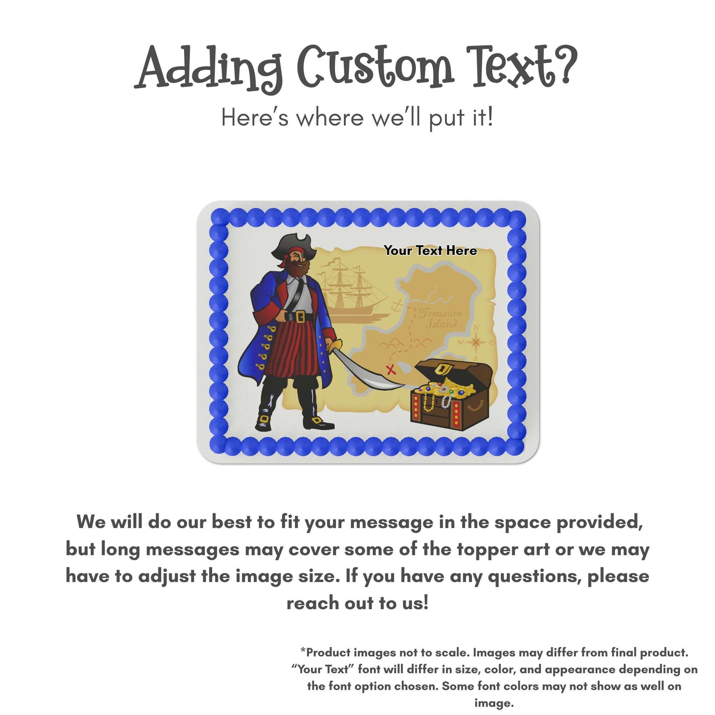 Pirate and Treasure Map Quarter Sheet Edible Cake Topper