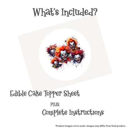 Scary Clowns  8" Round Edible Cake Topper