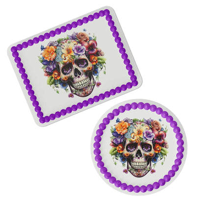 Flower Skull Edible Cake Topper