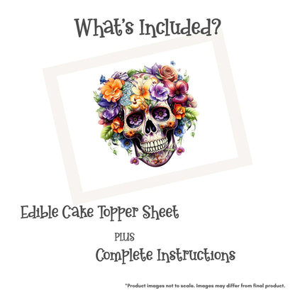 Flower Skull Edible Cake Topper