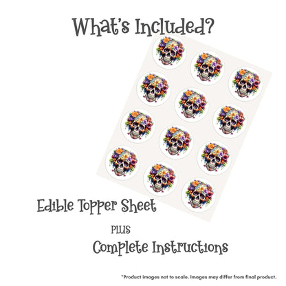 Flower Skull Edible Cake Topper