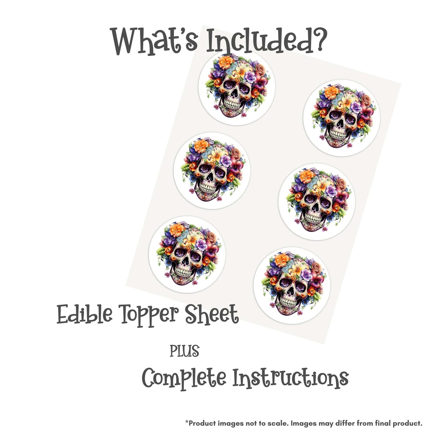 Flower Skull Edible Cake Topper