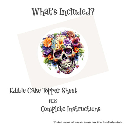 Flower Skull Edible Cake Topper