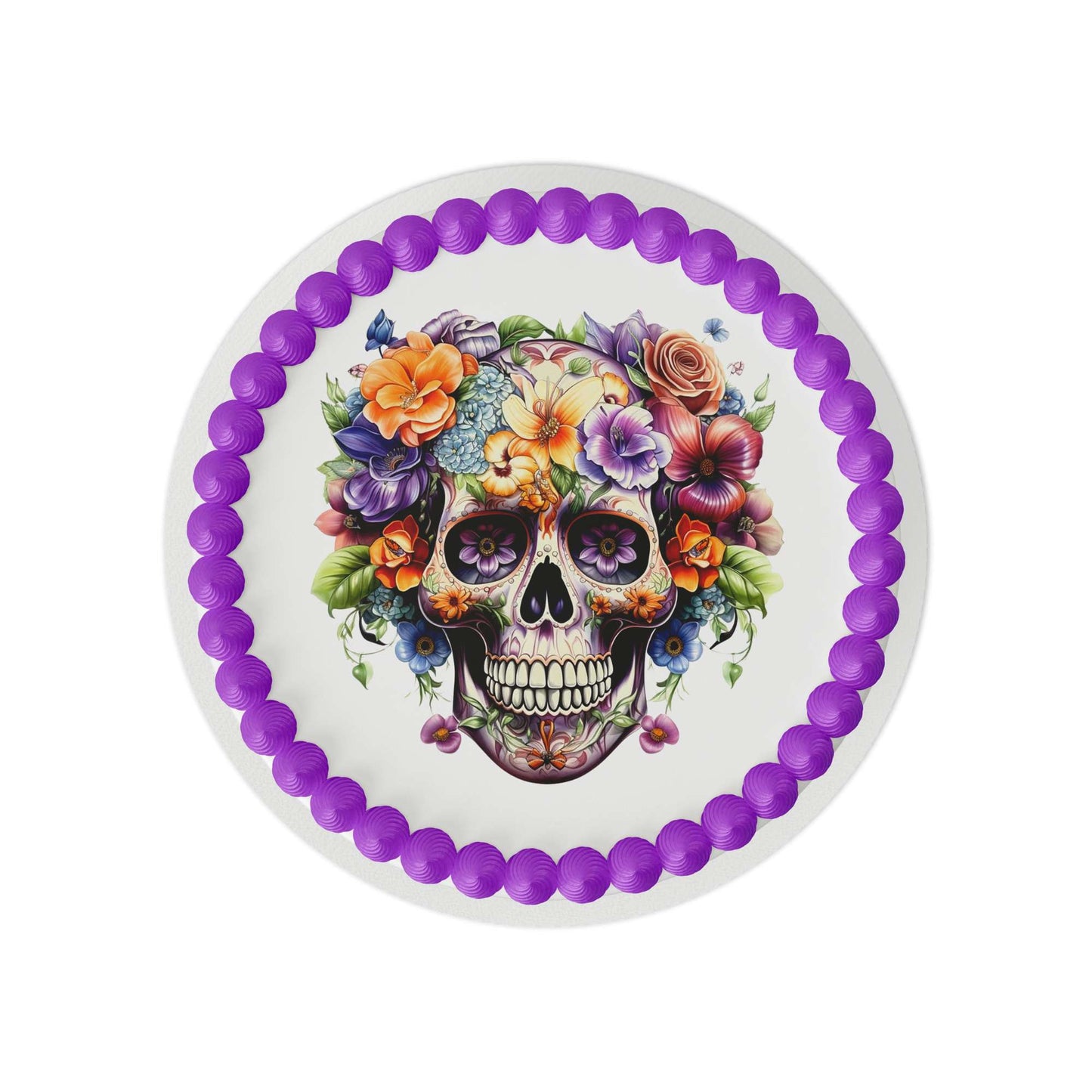 Flower Skull Edible Cake Topper