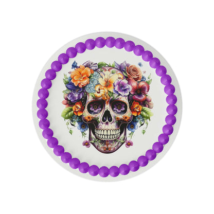 Flower Skull Edible Cake Topper