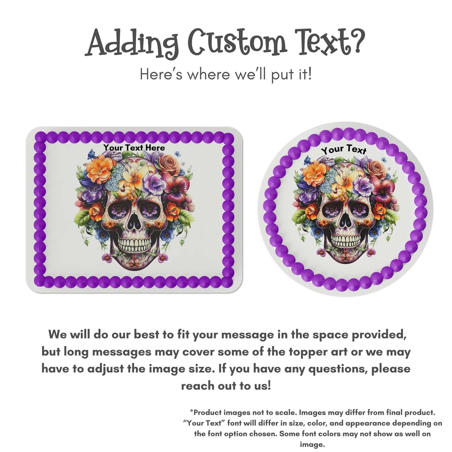 Flower Skull Edible Cake Topper