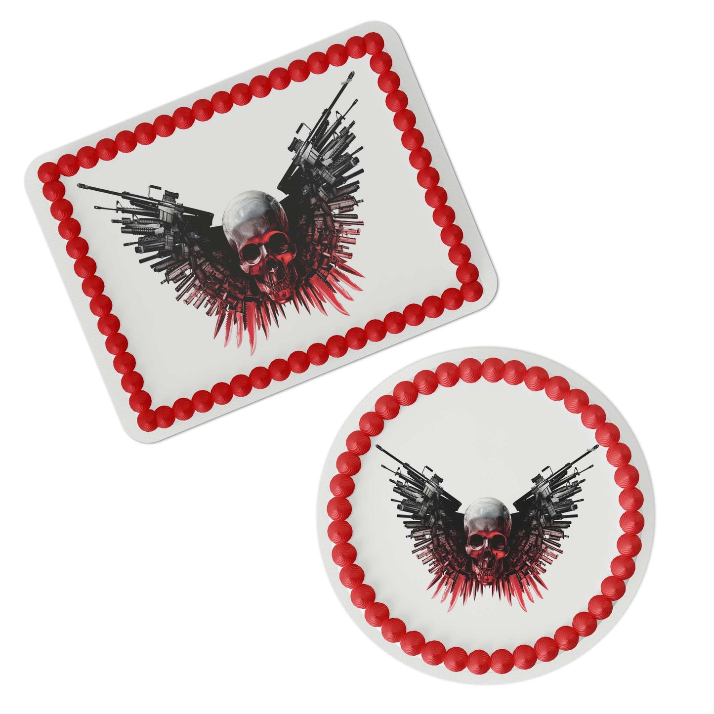 Skull with Guns Edible Cake Topper