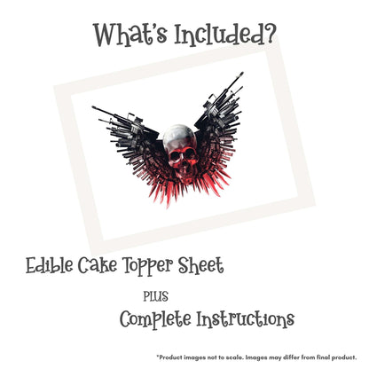 Skull with Guns Edible Cake Topper