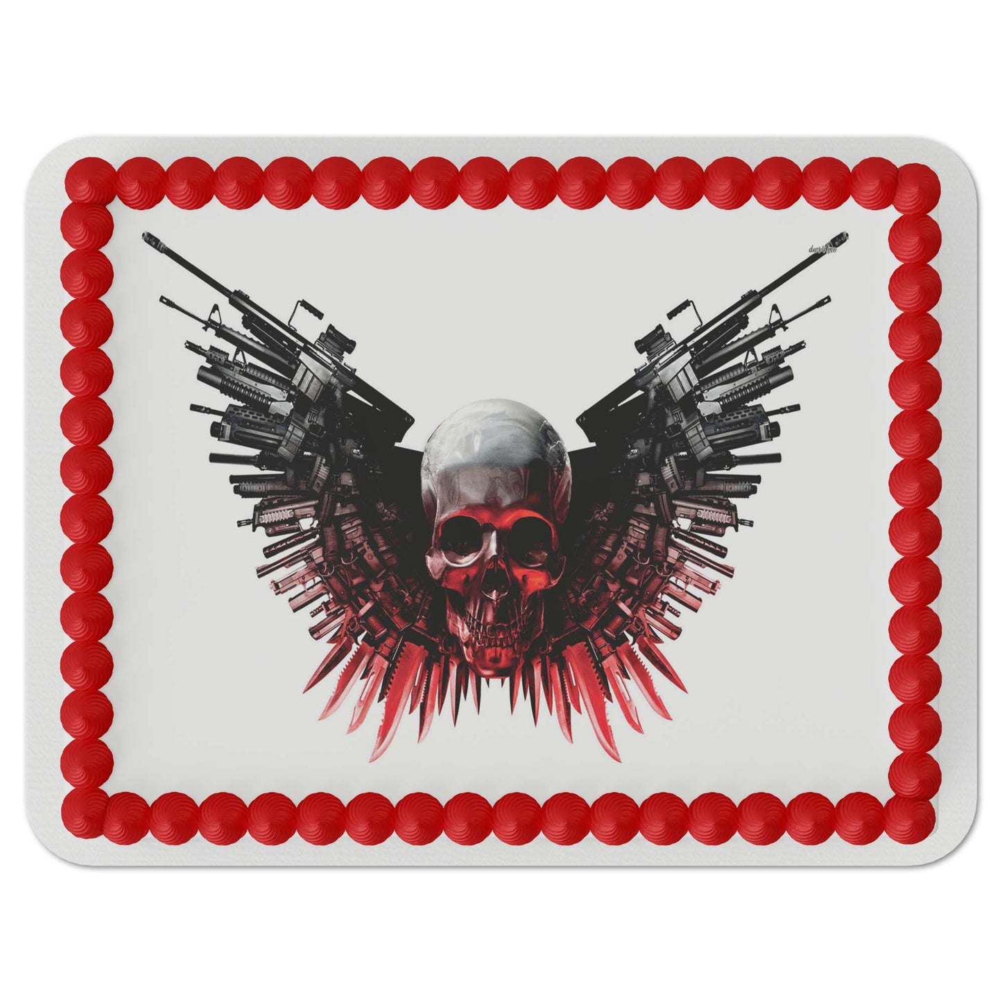 Skull with Guns Edible Cake Topper