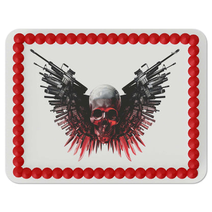 Skull with Guns Edible Cake Topper
