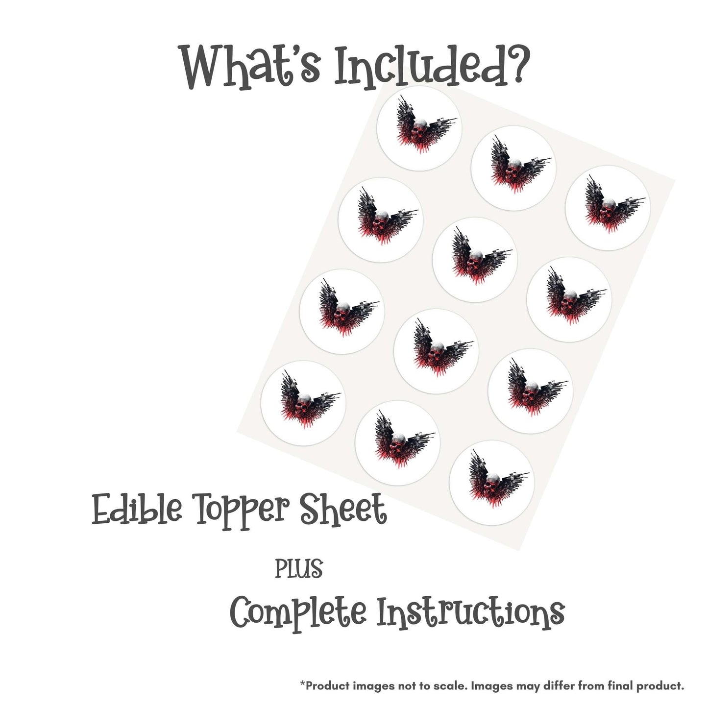 Skull with Guns Edible Cake Topper