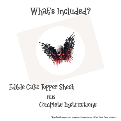 Skull with Guns Edible Cake Topper