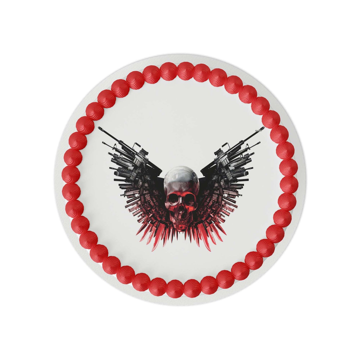 Skull with Guns Edible Cake Topper