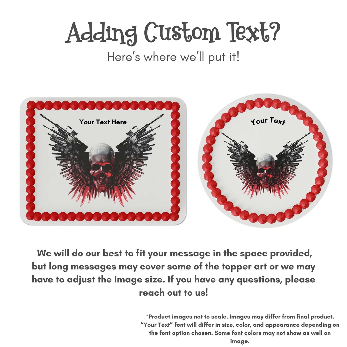 Skull with Guns Edible Cake Topper