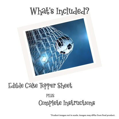 Soccer Ball in Net Edible Cake Topper