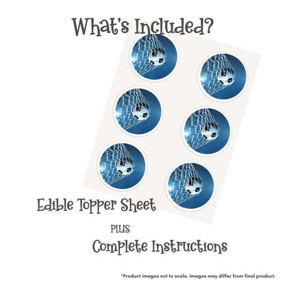 Soccer Ball in Net Edible Cake Topper