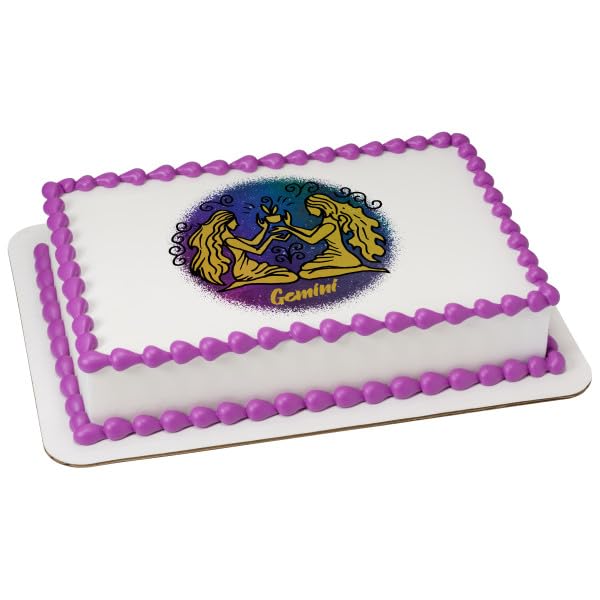 Gemini Zodiac Sign PhotoCake® Edible Cake Topper Icing Image for 1/4 Sheet cake or larger