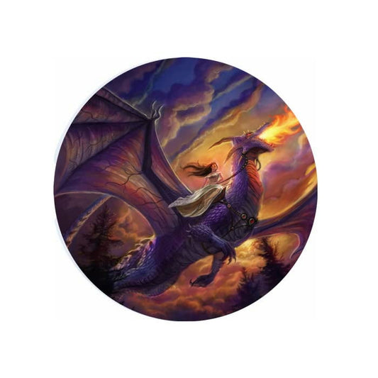 Dragon on Desperate Journey Ceramic Car Coaster Set 2.56" (2 Pack)