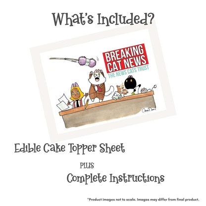 Breaking Cat News Celebration Edible Cake Topper