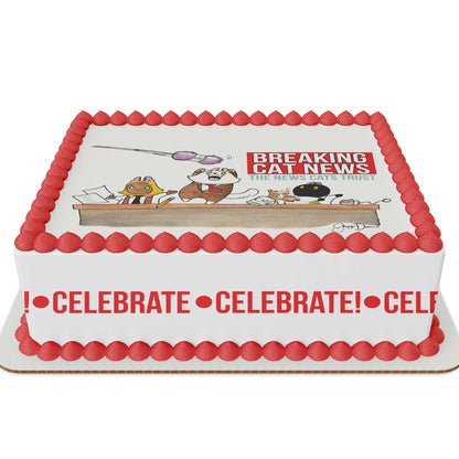 Breaking Cat News 1/4 Sheet Edible Cake Topper Kit