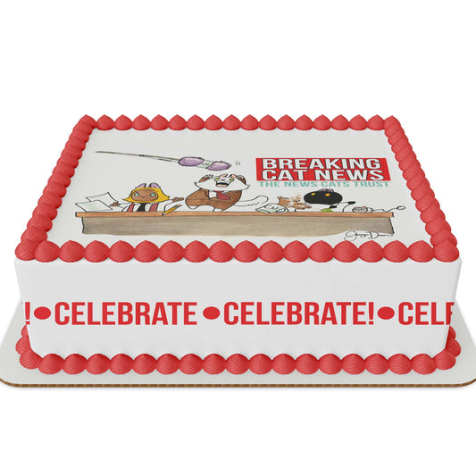 Breaking Cat News 1/4 Sheet Edible Cake Topper Kit
