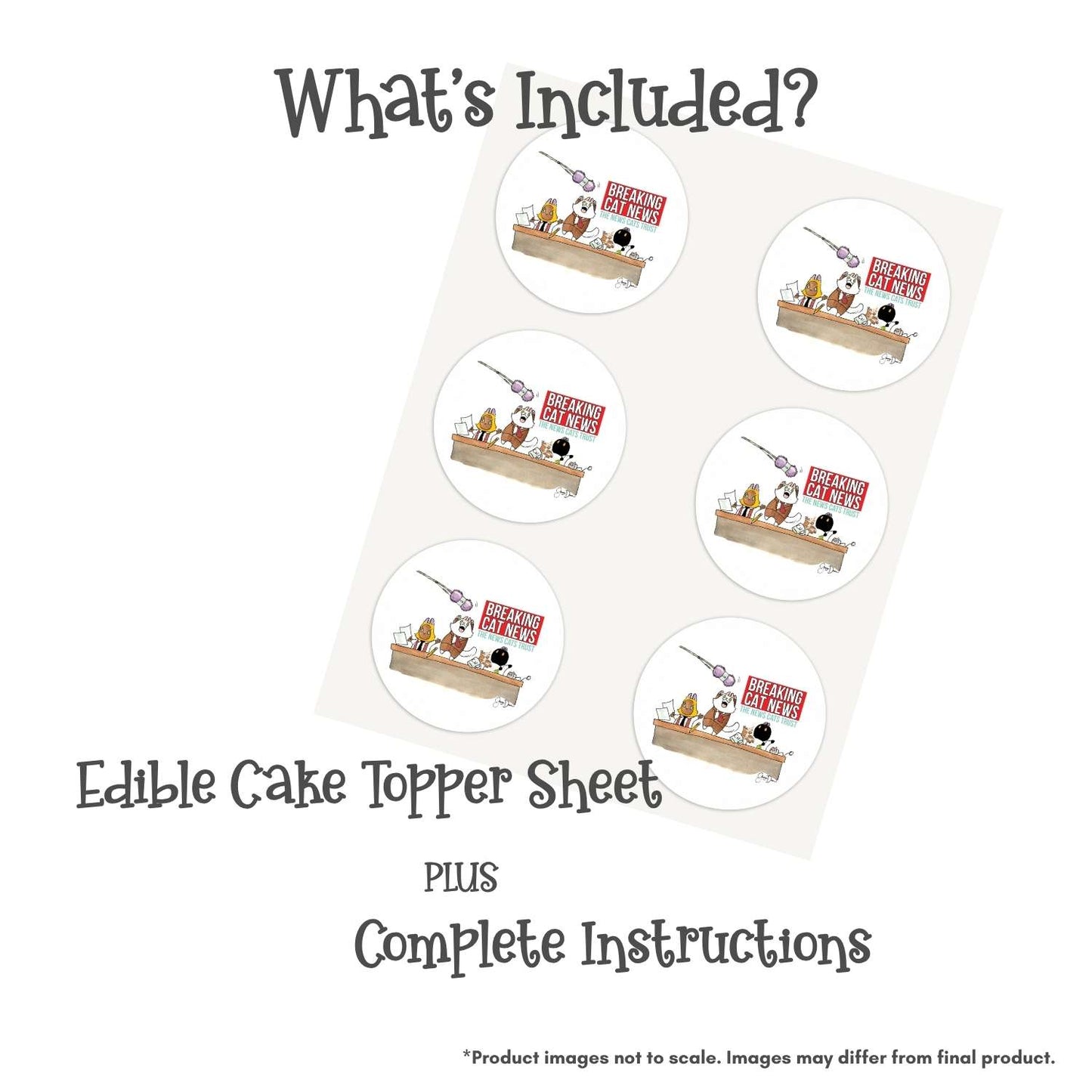 Breaking Cat News Celebration Edible Cake Topper