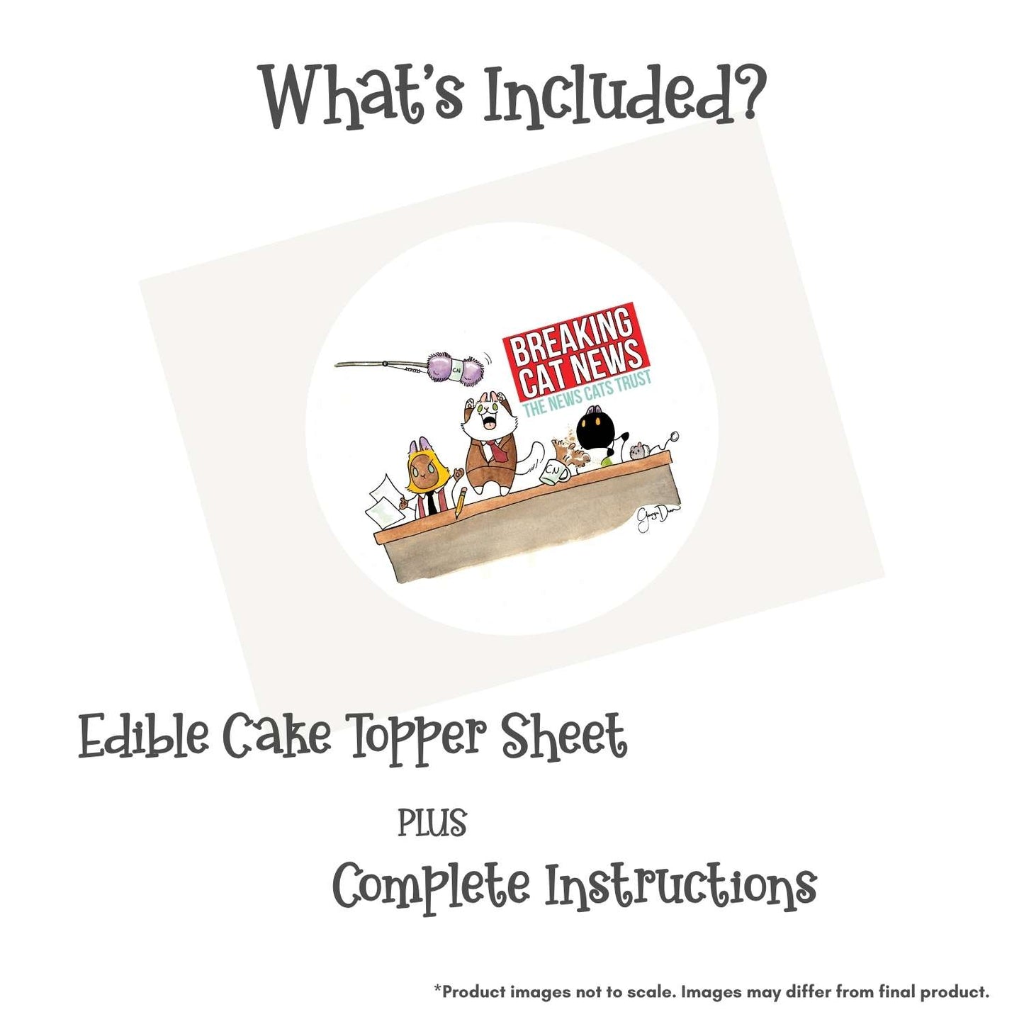 Breaking Cat News Celebration Edible Cake Topper
