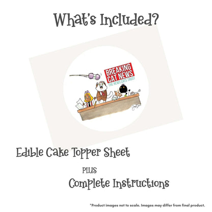 Breaking Cat News Celebration Edible Cake Topper