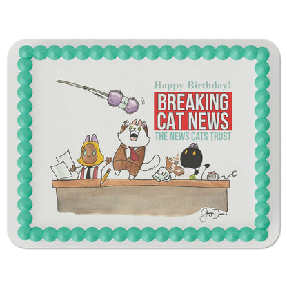 Breaking Cat News Birthday Edible Cake Topper